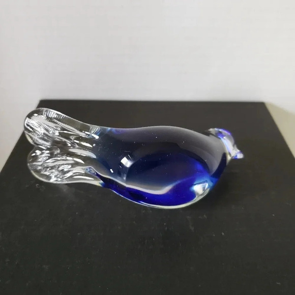 Murano Style Blue,Clear Art Glass Sitting Bird Paperweight . - Picture 4 of 8